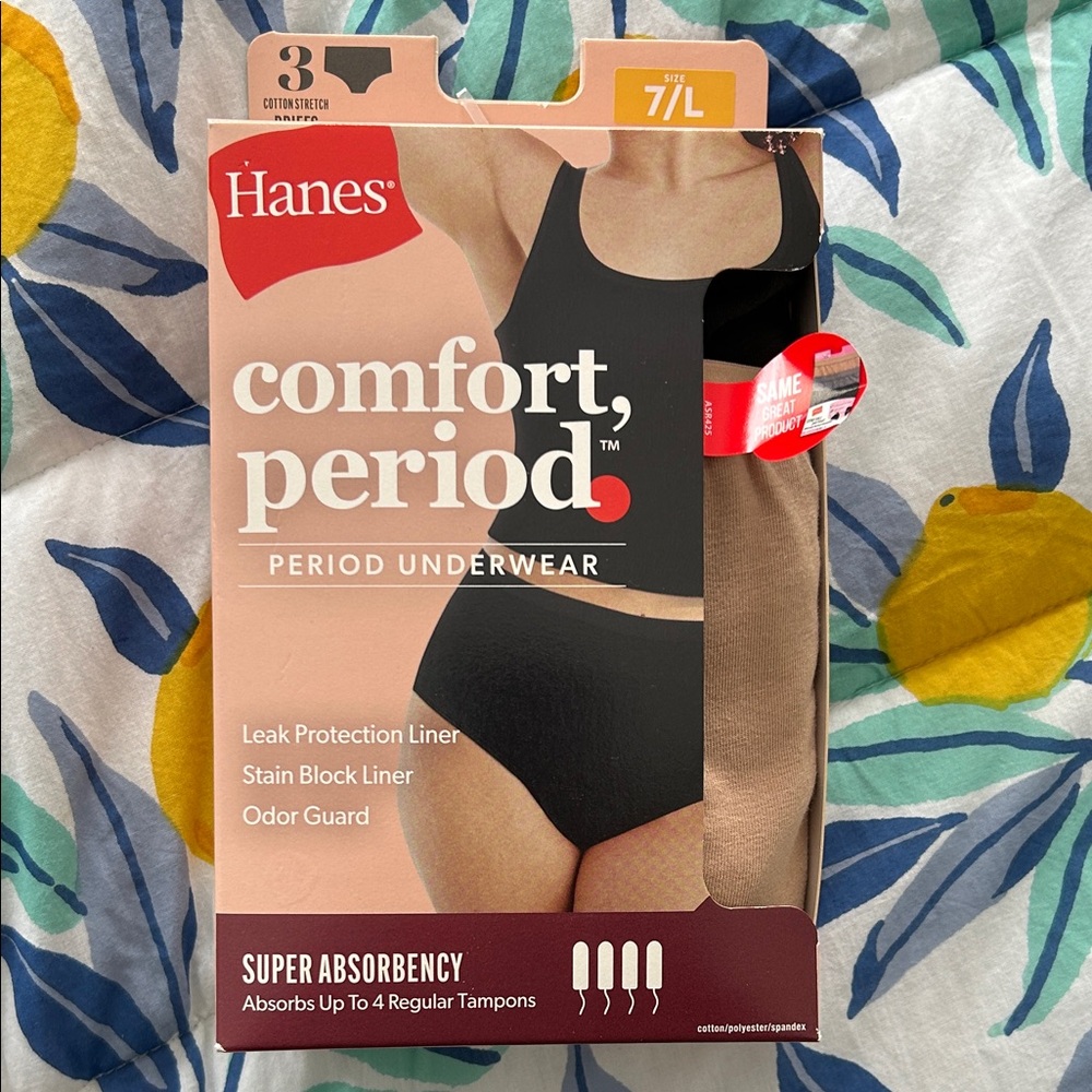Hanes Comfort Period Underwear L/7 (2 pairs only) NWT